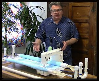 Ken Lund with his quilt frame